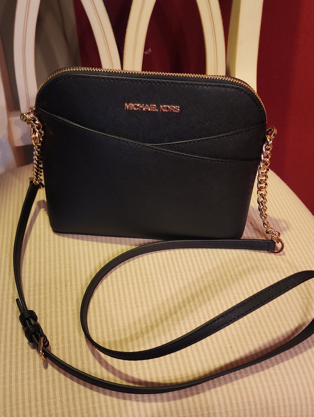 NEW Michael Kors Black Crossbody Bag with Gold Chain Strap